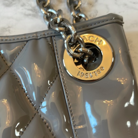 Coach grey Poppy tote with beautiful purple satin interior lining - Picture 2 of 9